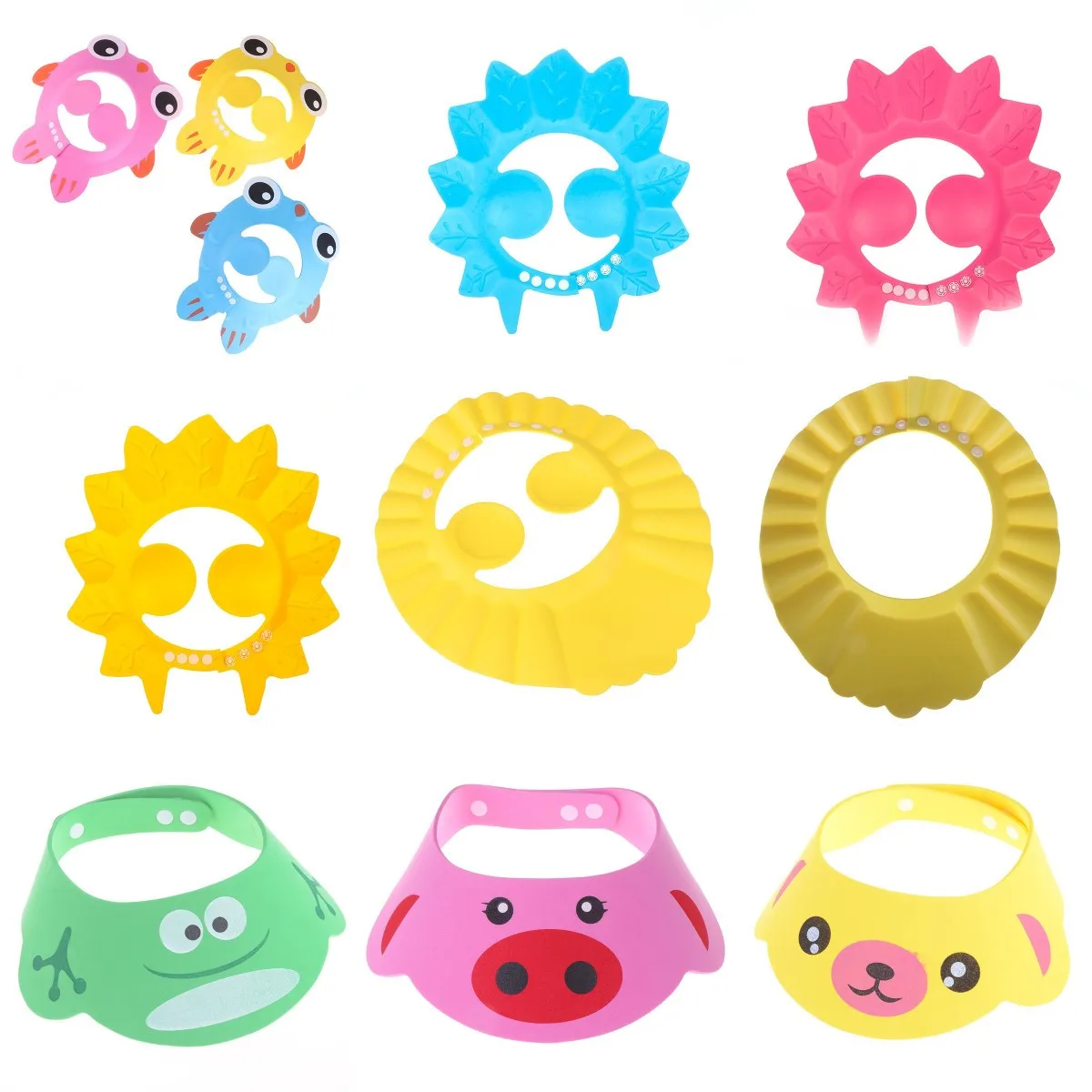 PVC de los niños Cap impermeable del bebé seguro gorra de ducha de baño visera sombrero ajustable de baño accesorios de baño para bebé proteger los ojos oídos para 0-3