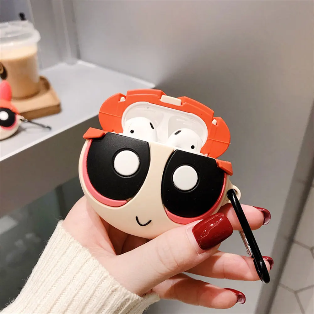 Симпатичные цветы Powerpuff девушки полицейские INS корпусы гарнитурные для Apple Airpods 1/2 силиконовые защитные наушники крышка аксессуары