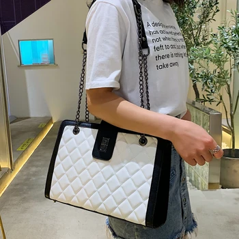 

Quilted bag set women 2019 leather tote Chain handbag designer luxury ladies crossbody bag channels High capacity famous handbag