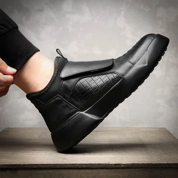 

2020 Black Leather Shoes Men Early Winter Boots Cool Young Men Fashion Chelsea Boots Men Casual Shoes Male Winter Footwear A1756