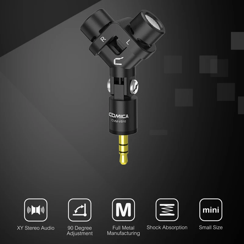 Comica CVM-VS10 микрофон для спортивной камеры GOPRO двойной мини микрофон XY стерео гибкий 3,5 мм штекер микрофона CVM VS10