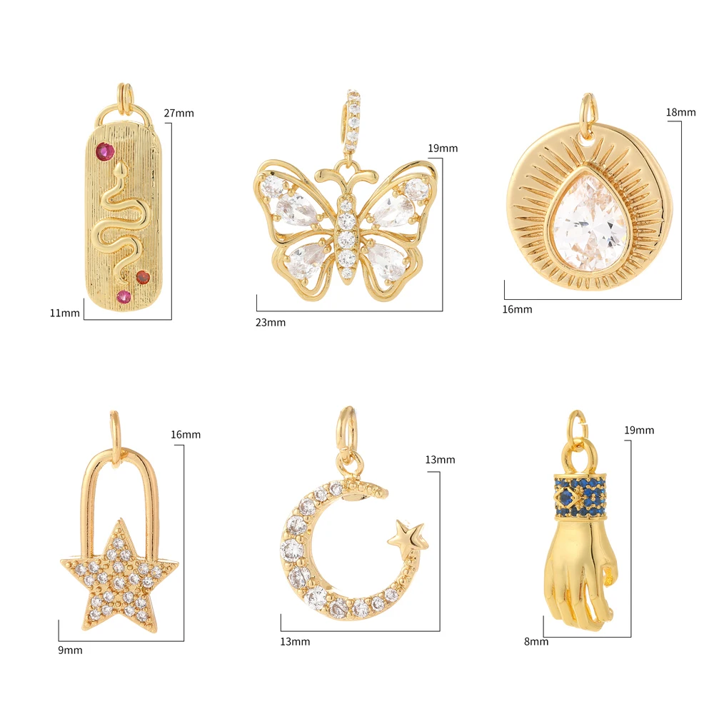 Butterfly Pendant Charms for Jewelry Making Supplies Gold Snake Heart Evil Blue Eye Deisign Charm Diy Earring Bracelet Necklace