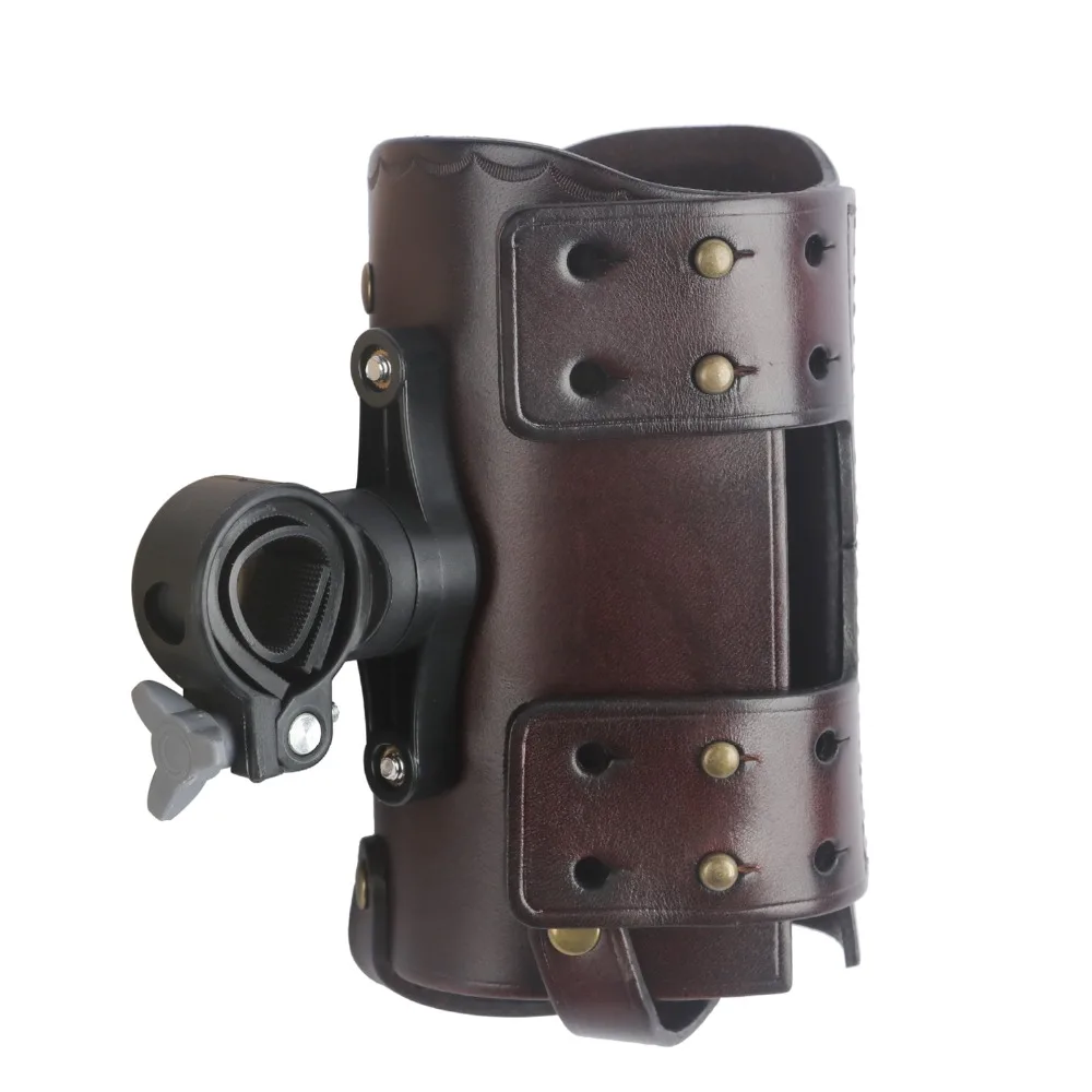 Excellent Tourbon Bike Cup Coffee Beer Holder Hanging Leather Pouch Bottle Water Kettle Carrier Bicycle Bag Frame Tube Case Accessories 4