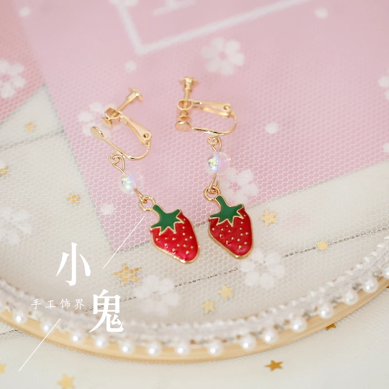 Spiral ear clip Kawaii сладкий клубника мягкие кружевные волосы "Лолита" обруч японская сестра KC соломенная шляпа край оголовье косплей аксессуары для волос ручной работы - Цвет: Spiral ear clip