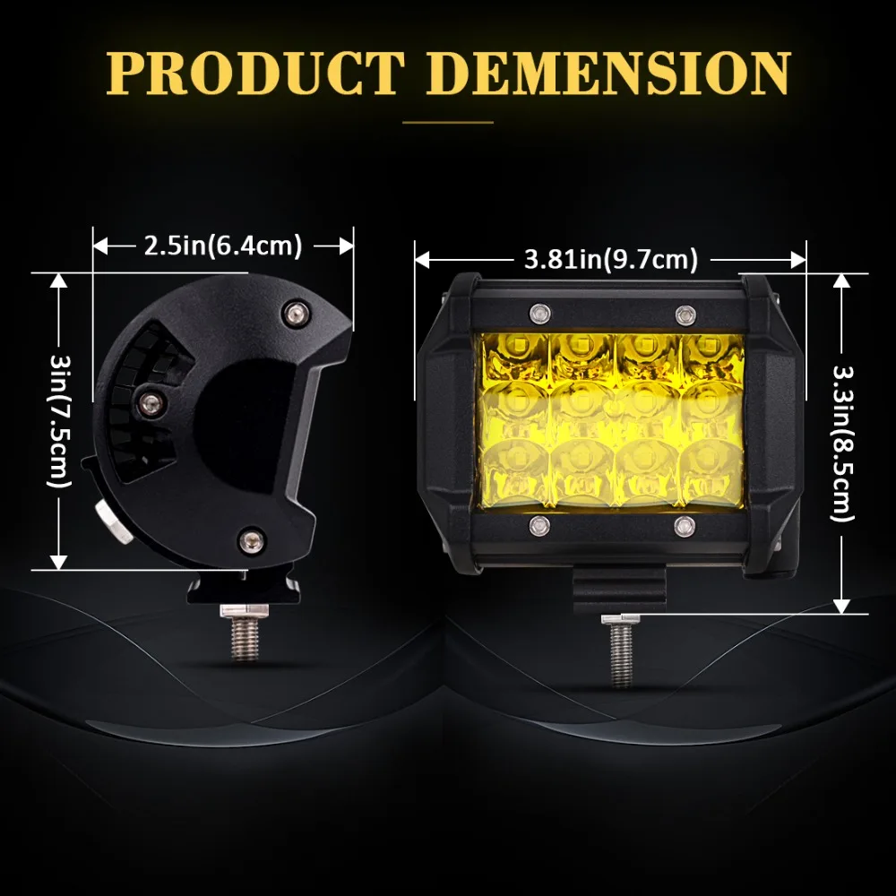 

4INCH 36W amber work light Led Spotlight Bar 3000K Auto Assembly for Motorcycle Driving Offroad Boat Car Tractor Truck