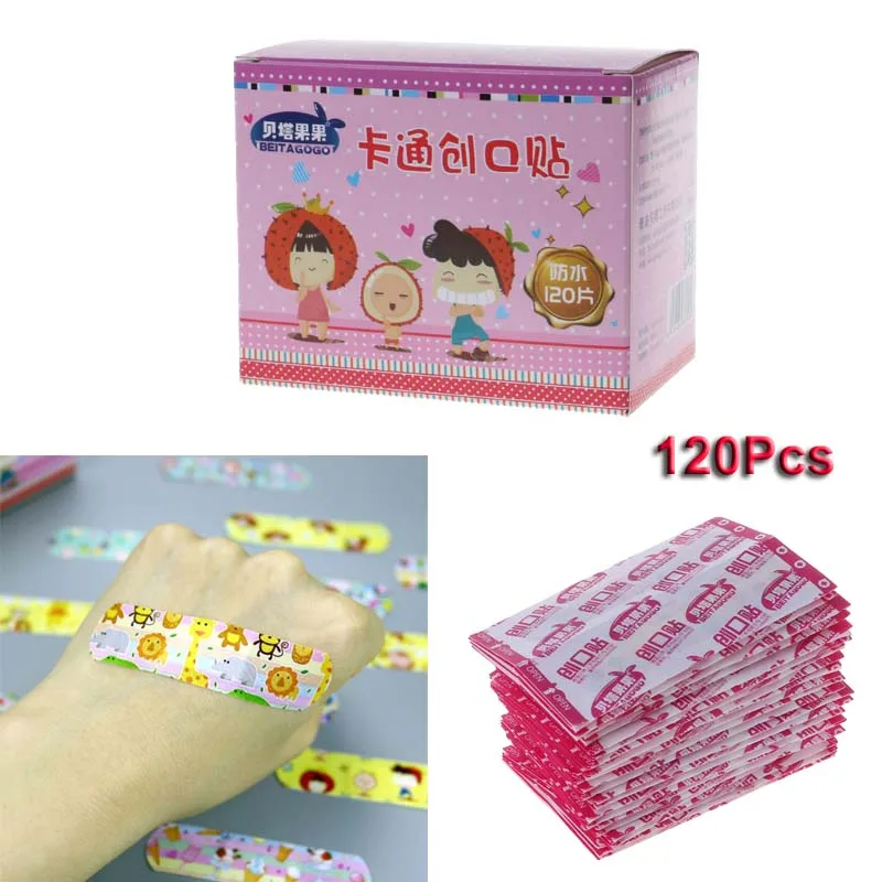 120PCS Band Aid Cartoon Bandage Waterproof Wound Adhesive Bandages Cute  Breathable First Aid Medical Treatment For Children