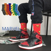 Носки Marvel; носки с героями комиксов; теплые Нескользящие Повседневные Носки с рисунком Железного человека, Капитана Америки