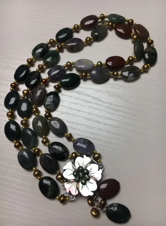 

shitou 0097 14x19mm REAL natural multicolor freshwater pearl yellow flower necklace