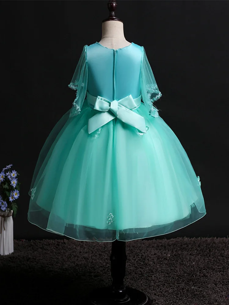 Skyyue/свадебное платье для девочек, детское фатиновое бальное платье без рукавов с цветочной вышивкой и круглым вырезом, Детские вечерние платья для причастия 160