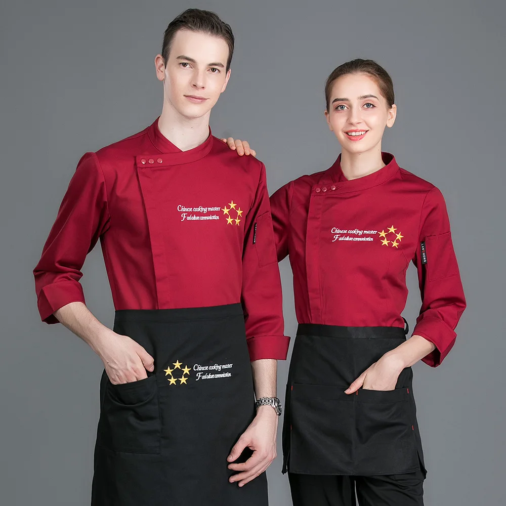 Ресторанная форма шеф-повара высокого качества унисекс отель кухня шеф-повара рубашки для шеф-повара Рабочая одежда мужская плита рубашки 4 цвета если