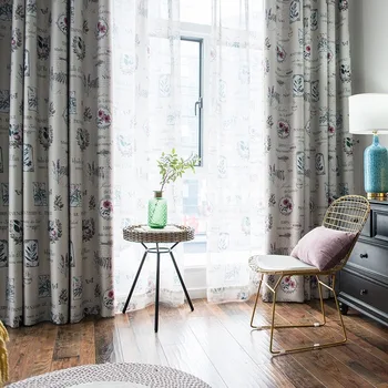 

Idyllic Modern Curtains for Living Room Dining Room Bedroom Black Silk Shading Printing Curtain Curtains Screen Nordic Style