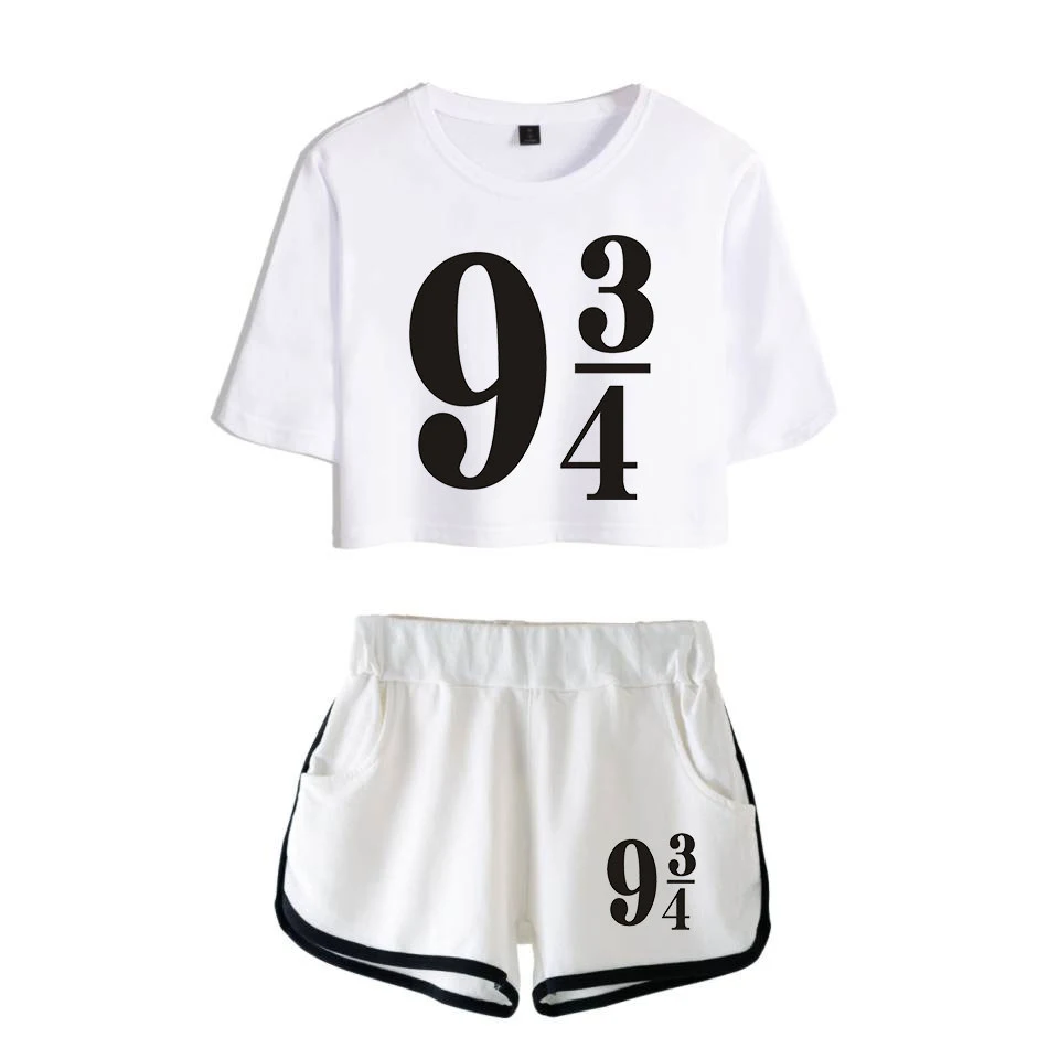 two piece sets HARRYS Glasses Printed Two Piece Set Short Sleeve Crop Top + Shorts Sweat Suits Women Tracksuit Two Piece Outfits Girl Sets ladies loungewear