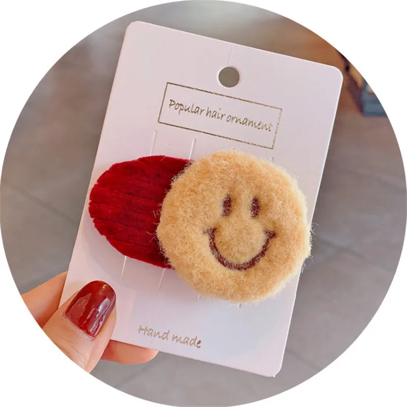10 шт./лот, модные шпильки для волос со смайликом, аксессуары для волос для детей, девочек, плюшевая повязка для волос, заколки, Элегантные Заколки для волос принцессы