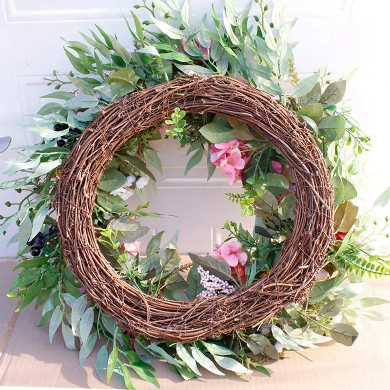 55cm Rose Wreath, Large Rustic Farmhouse Decorative Artificial Flower Wreath, Faux Floral Wreath for Front Door Window Wedding O