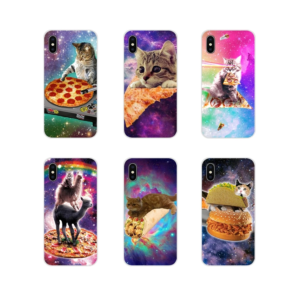 Для Apple iPhone X XR XS 11Pro MAX 4S 5C SE 6S 7 8 Plus ipod touch 5 6 Радужная пицца Кот в космосе прозрачный