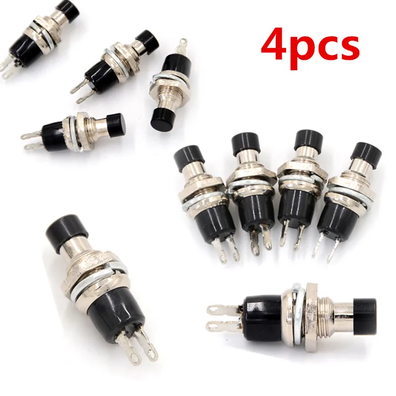 4pcs Mini Momentary Black Reset button switch Lockless Push Button Switches