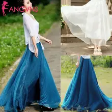 Женская красивая летняя пляжная юбка Макси длиной до пола с высокой талией Свободная плиссированная повседневная юбка, Пляжная, танцевальная