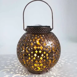 Lanternes solaires suspendues rétro ajourées avec poignée, éclairage d'extérieur, luminaire décoratif idéal pour un jardin, une cour, un arbre, une clôture ou un Patio, couleur Bronze 