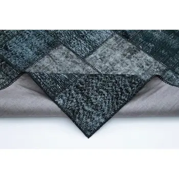 

135x204 Cm Black Handmade Patchwork Rug-4x7 Ft