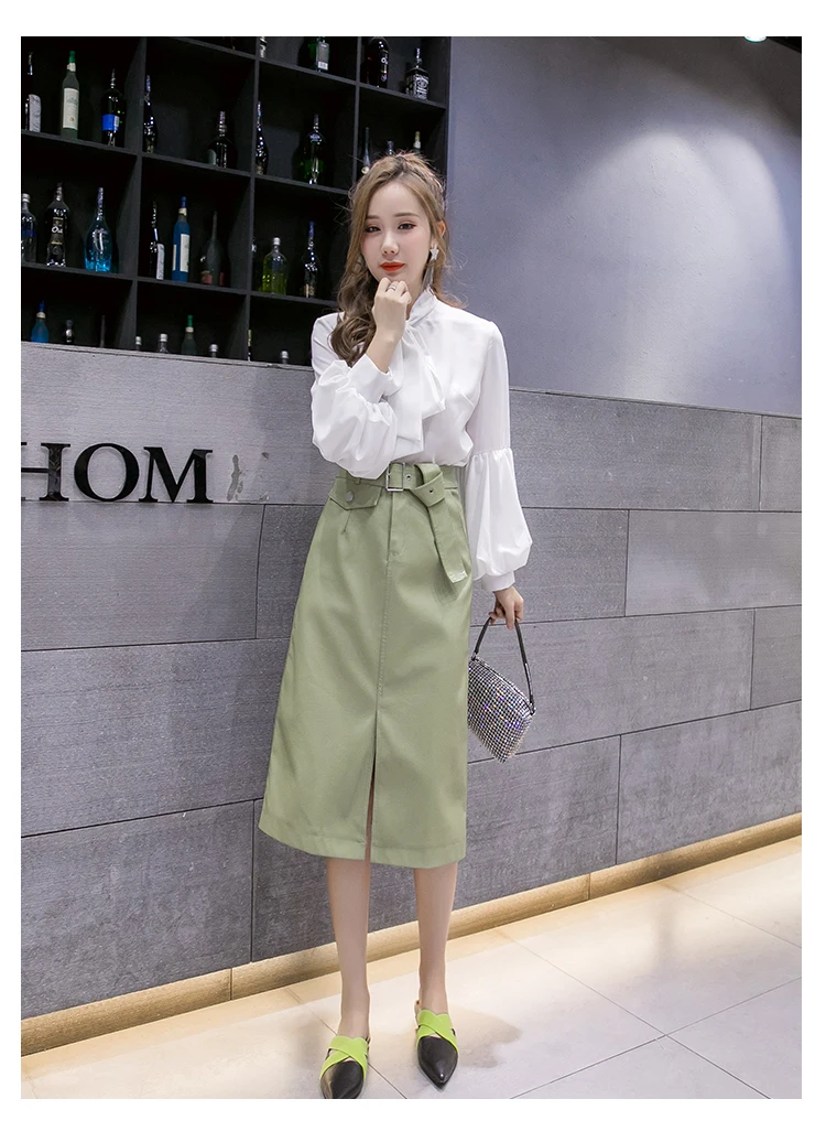 REALEFT New Midi PU Leather Skirts Fashionable Midi Skirt With Pocket Slash Bottom Split Women Casual Skirts Female