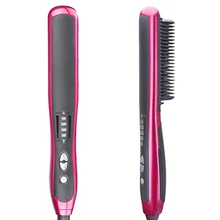 Керамическая щетка выпрямителя для волос, технология нагрева PTC, температура регулируется, автоматическое отключение, анион уход за волосами и анти-ожога
