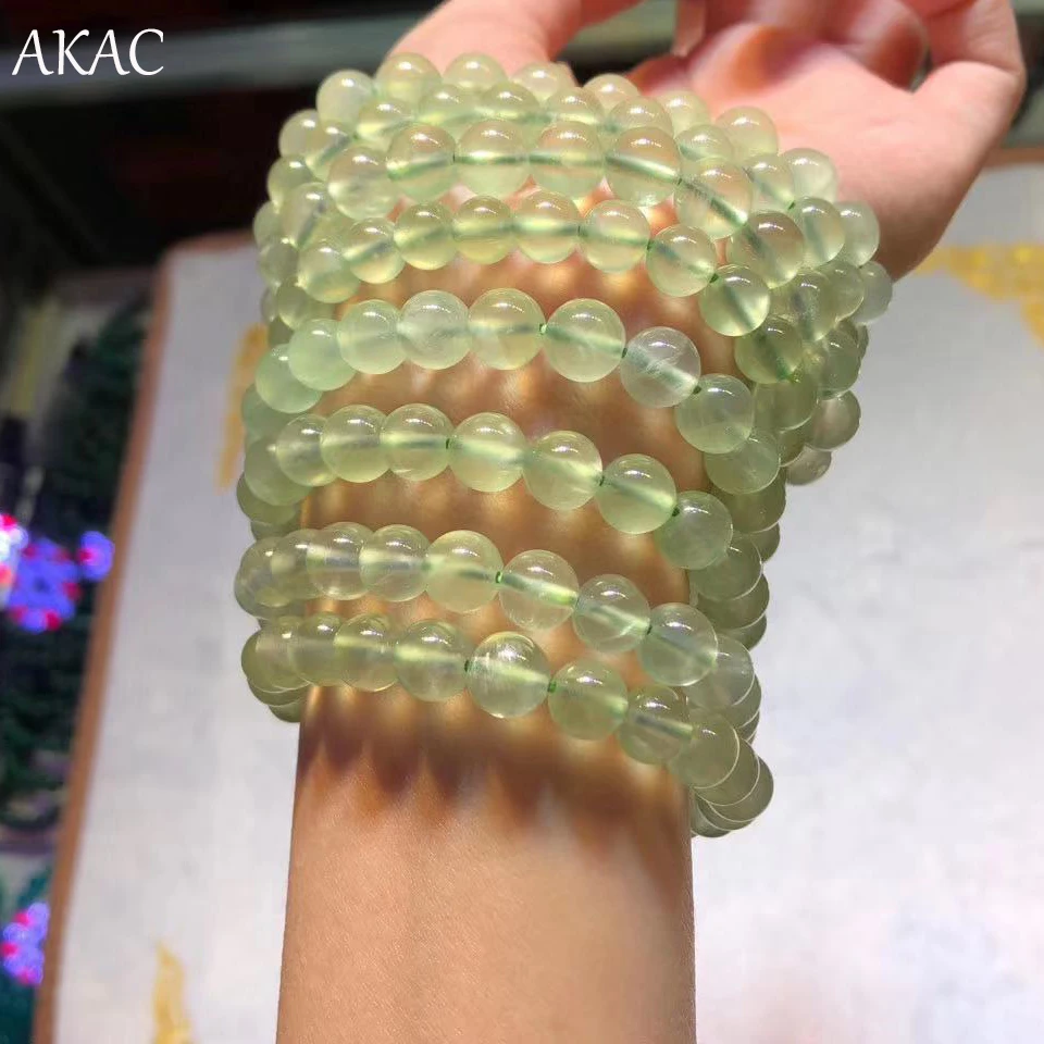 approx8mm натуральный зеленый пренит браслет для женщин