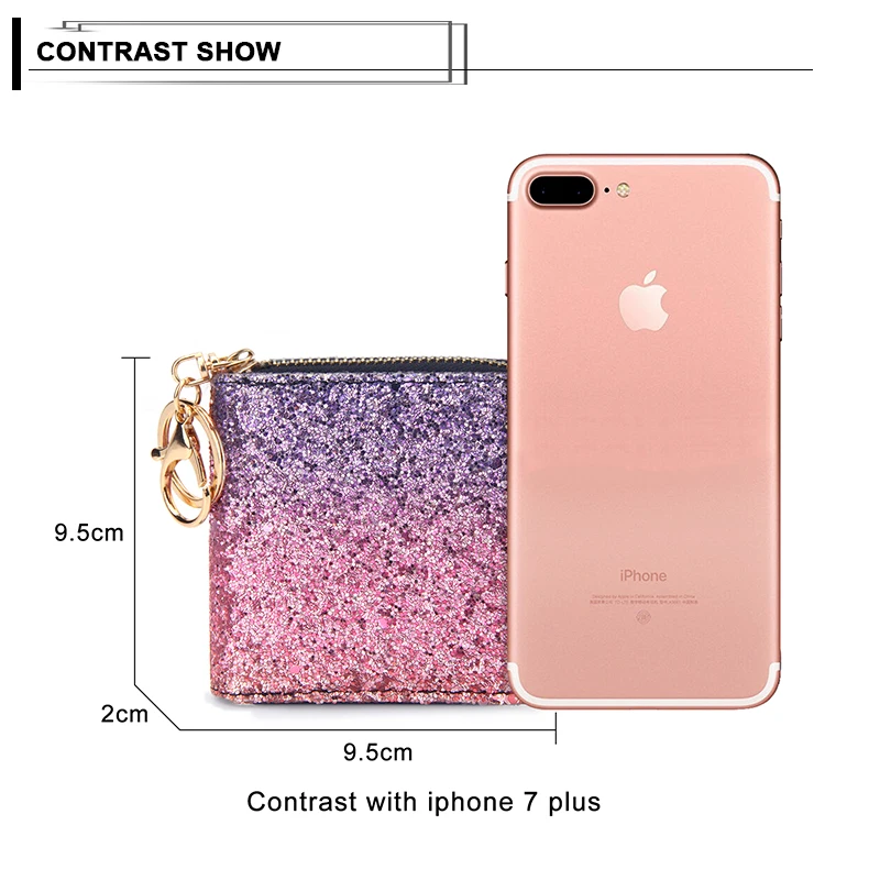 Женские кошельки с блестками, Модный маленький кошелек с мини панелями, большая емкость, кошелек для монет, держатель для карт, чехол для ключей, Женский кошелек на молнии