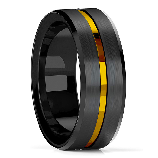 Men 8mm Black Tungsten Wedding Celtic Dragon Ring Inlaid Red Zircon Punk Men Stainless Steel Red Carbon Fibre Ring