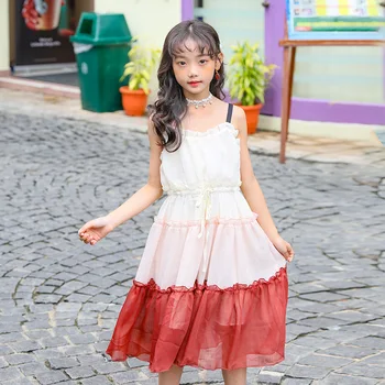 

Summer Dress Baby Girl Princess Dress Chiffon Stitching Birthday Party Girls Dress 2020 Children Clothing 6 8 10 12 14 Yrs