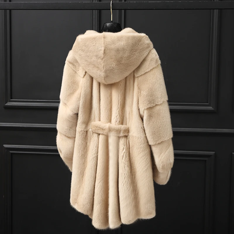 inverno новая полностью из норки шуба longa seque das mulheres balancha onda Da Moda com capuz casaco de pele de vison - Цвет: Бирюзовый