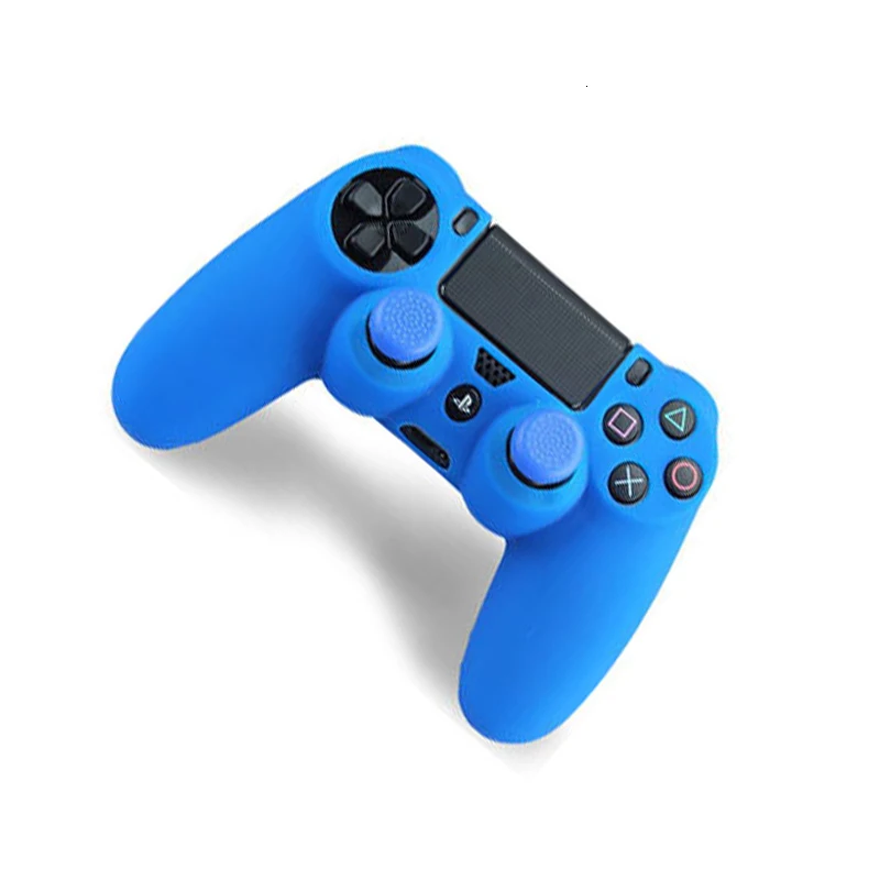 Blue Унив. Игровой 2 в 1 мягкий силиконовый резиновый чехол для игровой станции Dualshock 4 PS4 DS4 Pro тонкий беспроводной контроллер кожа+ 2 ручки - Цвет: Blue