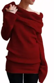 

Women's sweater 2019 fashion long-sleeved explosion models word shoulder lapel knit shirt sweater new spot