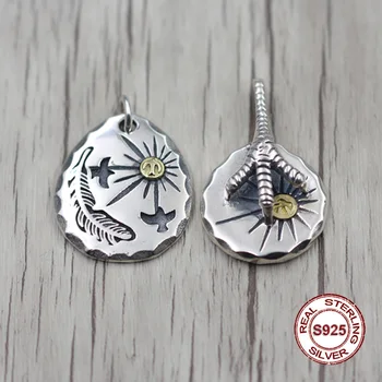 

925 sterling silver pendants Personality classic retro style Brass flying bird Indian Eagle claw styling Send lover's gift