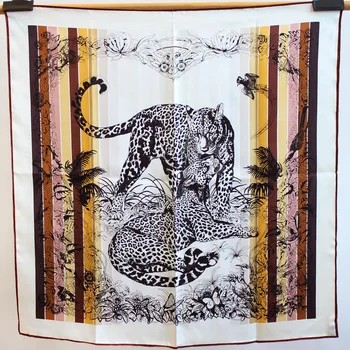 

Jungle Love Rainbow Scarf 90 Pure Twill Silk Scarves Hand-rolled Edges headscarf