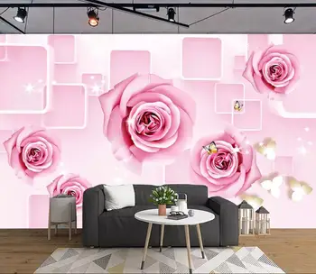 

CJSIR Custom 3D Photo Wallpaper Modern Pink Rose Butterfly 3d Wallpaper Living Room Sofa TV Background 3d Wallpaper Decors