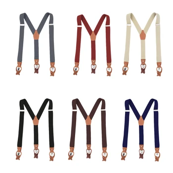 

Vintage Men's Y Back Suspenders with Strong Clips Leather Joint Elastic Stretch Belt Clothing Accessories