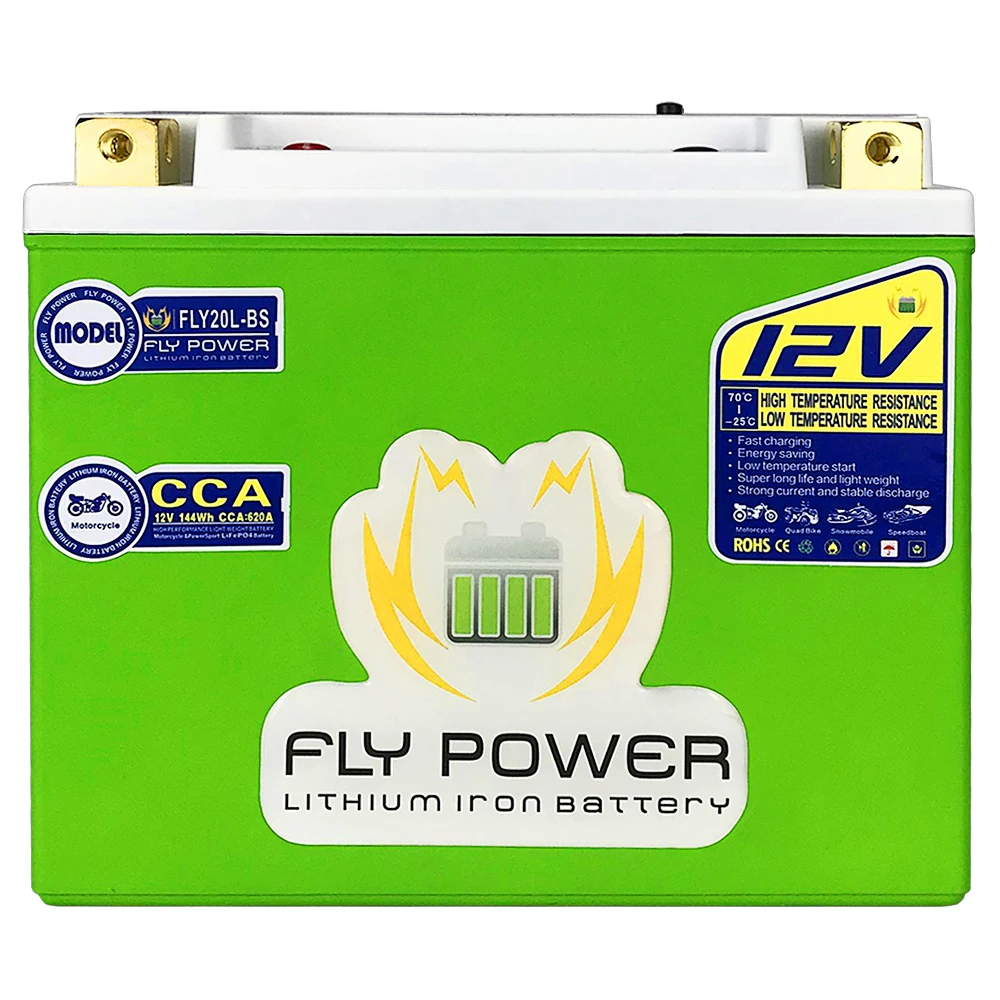 12V LiFePO4 Motorcycle Start Battery 620A CCA 144Wh Lithium Iron Phosphate
