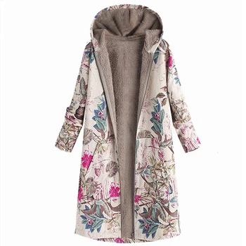 

Long Winter Jacket For Women Padded Outerwear Plus Size Women Casual Coats Printed Warm Military Coat With Hood