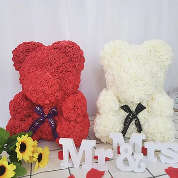 

Dropshipping 40cm Red Rose Bear Artificial Soap Rose Teddy Bear Eternal Rose Christmas Valentine Birthday Girl Friend Gift