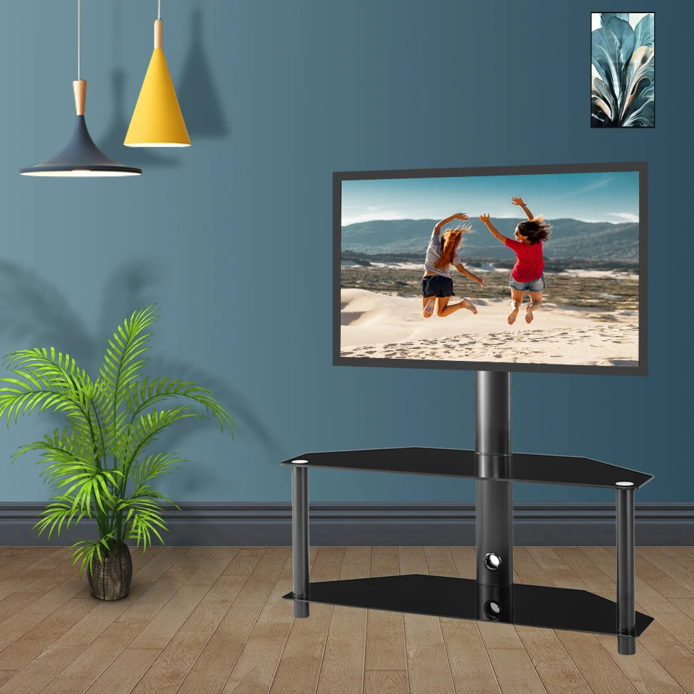 Tv Beugel Monitor Houder Tv Rack Verstelbare Gehard Glas Metalen Frame Vloer Tv Stand 2 Tier Gehard Glas Planken Tv Beugel Monitor Houder Tv Rack Verstelbare Gehard Glas Metalen Frame Vloer Tv Stand 2 Tier Gehard Glas Planken