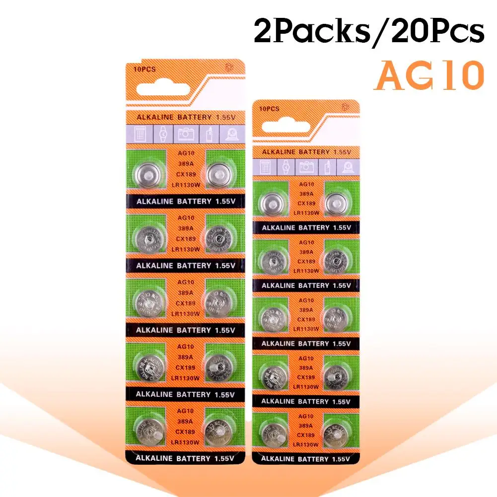 YCDC 20 piezas 1,5 V pilas alcalinas moneda Battery189 389A 390A AG10 D189 L1131 LR1130 LR54 RW89 G10A SR1130 GP89A KA54 botón Batteria