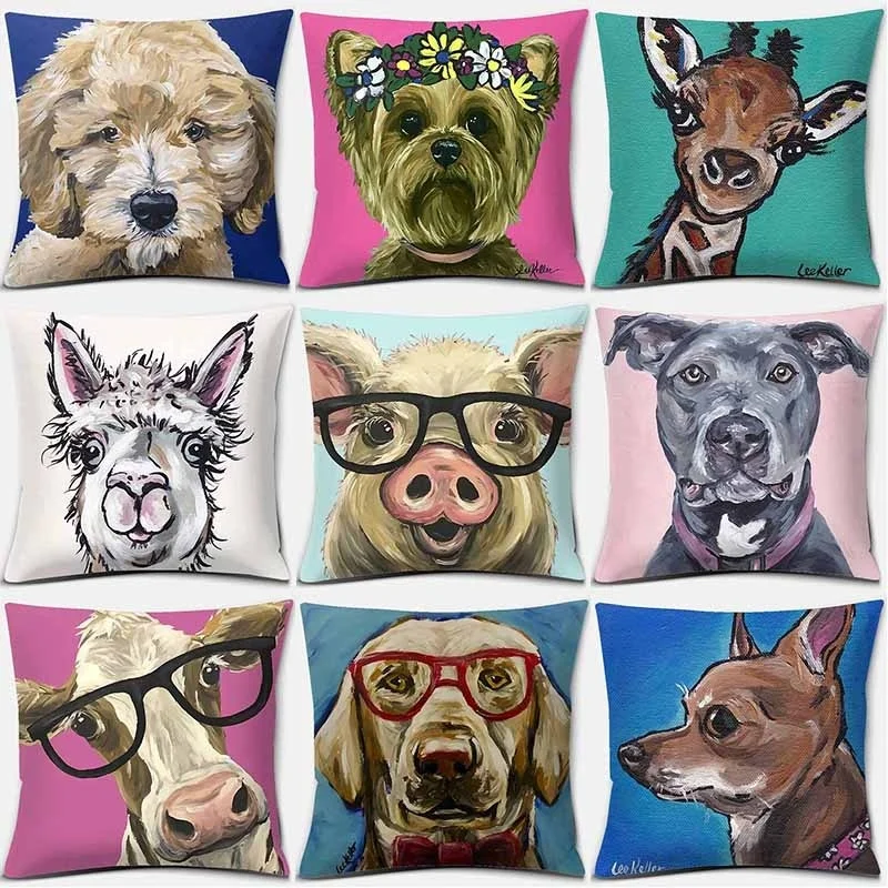 

Hello Cartoon Animal Print Square Peach Skin Pillowcase Home Decoration Car Sofa Cushion Cover (45cm * 45cm)