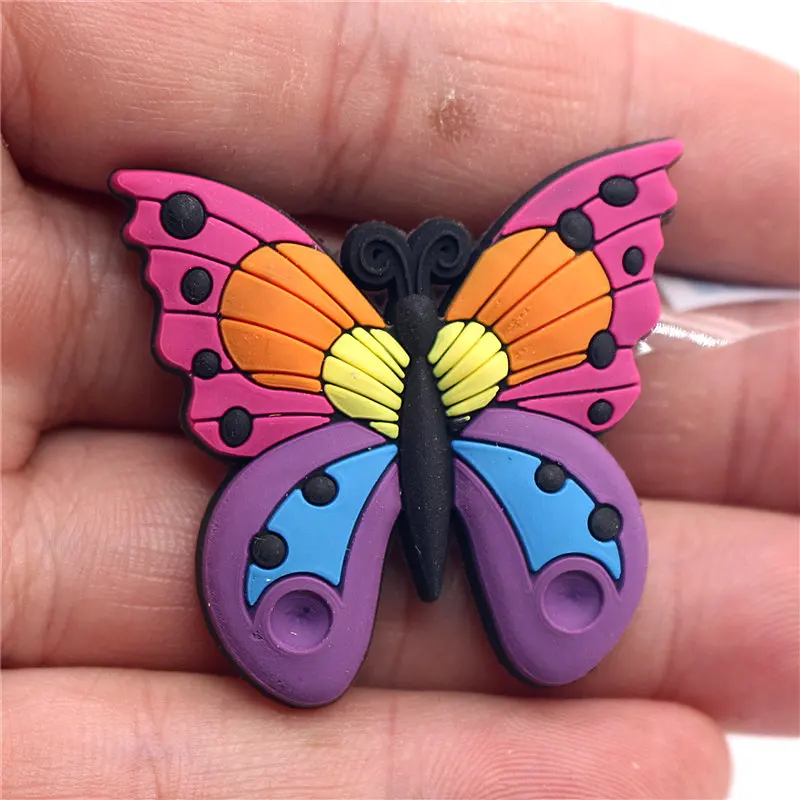 Butterfly B Высокое имитация бабочки и Божья коровка аксессуары для обуви Новинка 1 шт. садовая обувь Оригинальные очаровательные украшения подходят Croc jibz подарки для детей - Цвет: Butterfly B