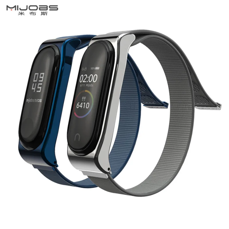 Mi jobs металлический нейлоновый наручный ремешок на замену для Xiaomi mi Band 4 3 Correa mi Band 4 3 Pulseira аксессуары
