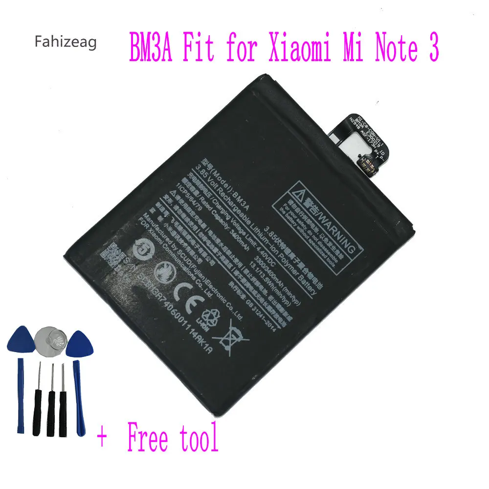 Fahizeag 3400 мАч батарея большой емкости BM3A Замена для Mi Note 3 Note3 батареи мобильного