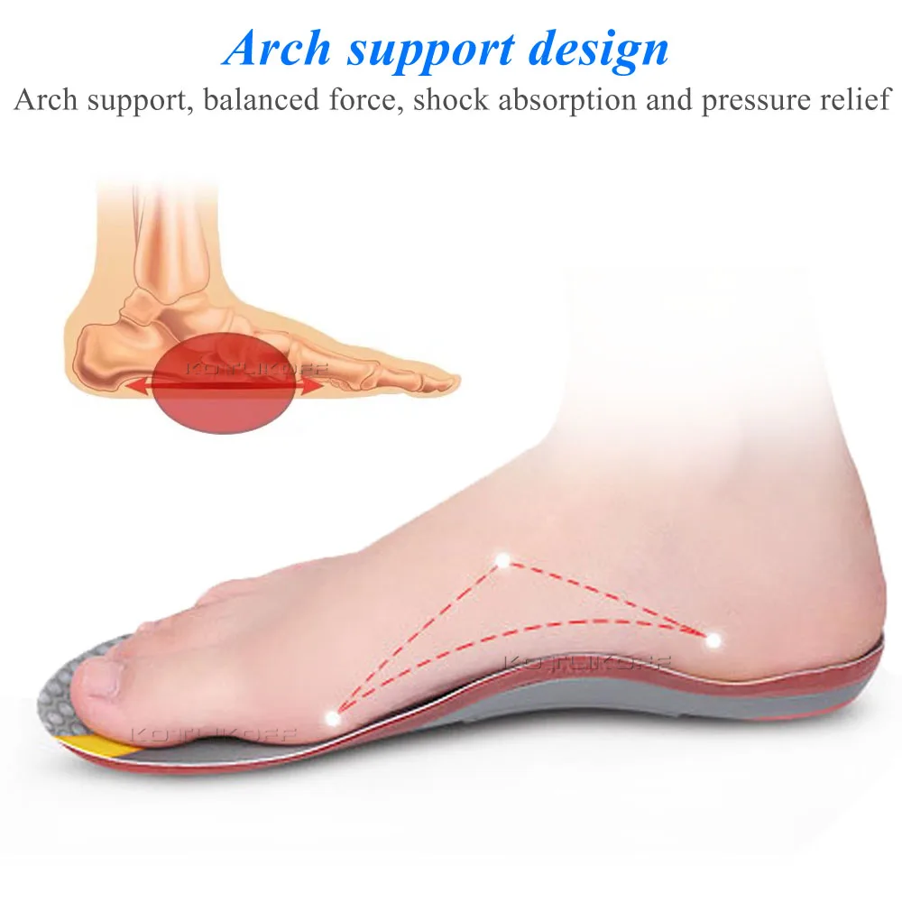 KOTLIKOFF Premium Orthotic High Arch Support Insoles 3D Arch Support Flat Feet Inserts Pad Women Men Orthopedic Foot Pain
