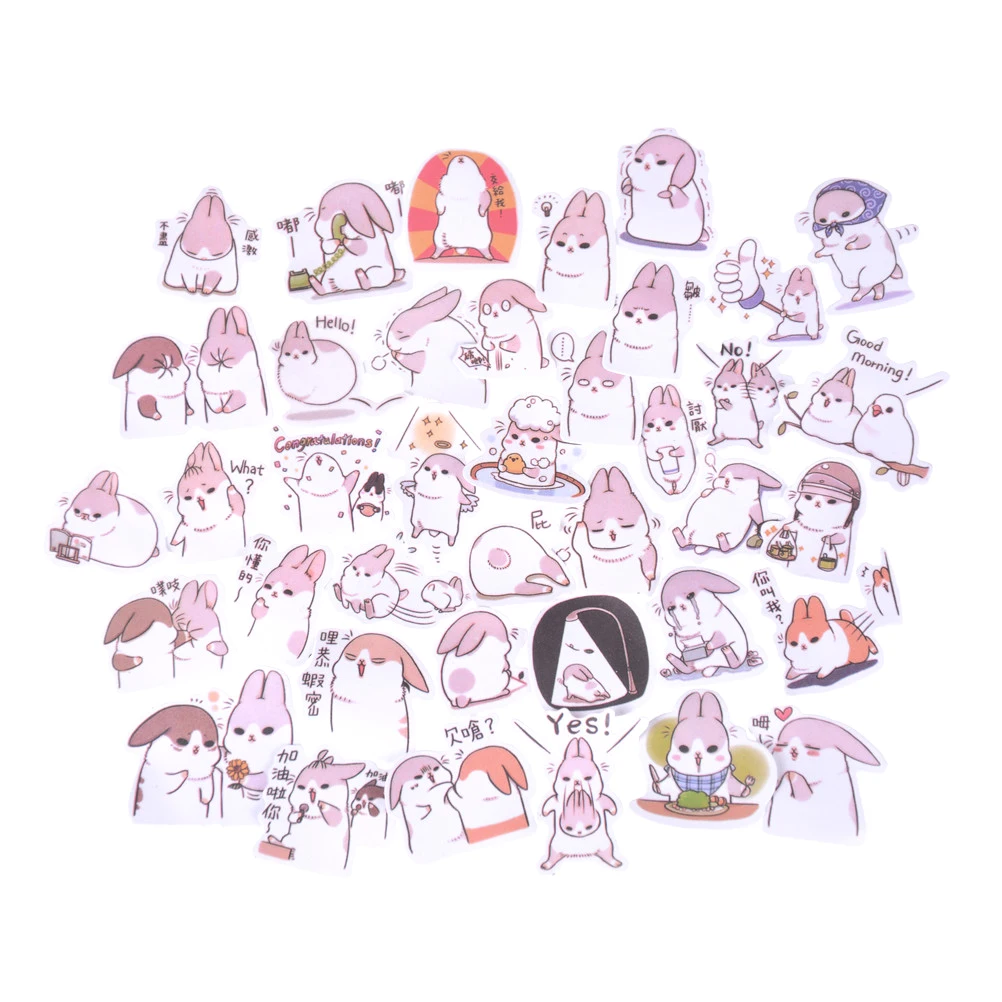 40 шт./лот наклейки для скрапбукинга Kawaii Chubby Rabbit серия домашних животных
