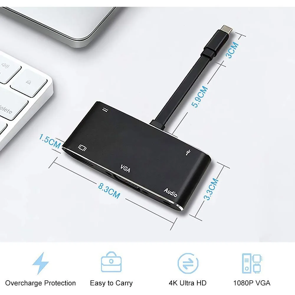 ?【Рождественский подарок 】4к USB C к HDMI адаптер для nintendo Switch, nintendo 5 в 1 концентратор адаптер, VGA, USB 3,0, аудио PD2.0