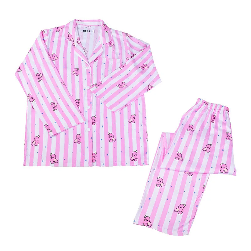 Модный комплект из 2 предметов с героями мультфильмов, Kawaii Same Harajuku Kpop, пижамный комплект, женская рубашка с длинными рукавами и штаны, Женский комплект из двух предметов