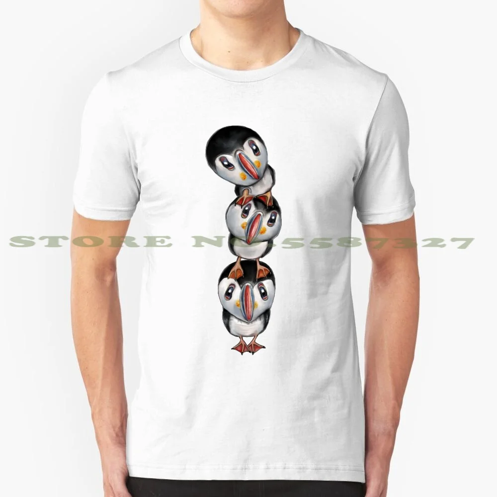 Модная Винтажная Футболка Puffin Totem футболки Puffins милые животные птицы Lunde sø papegø